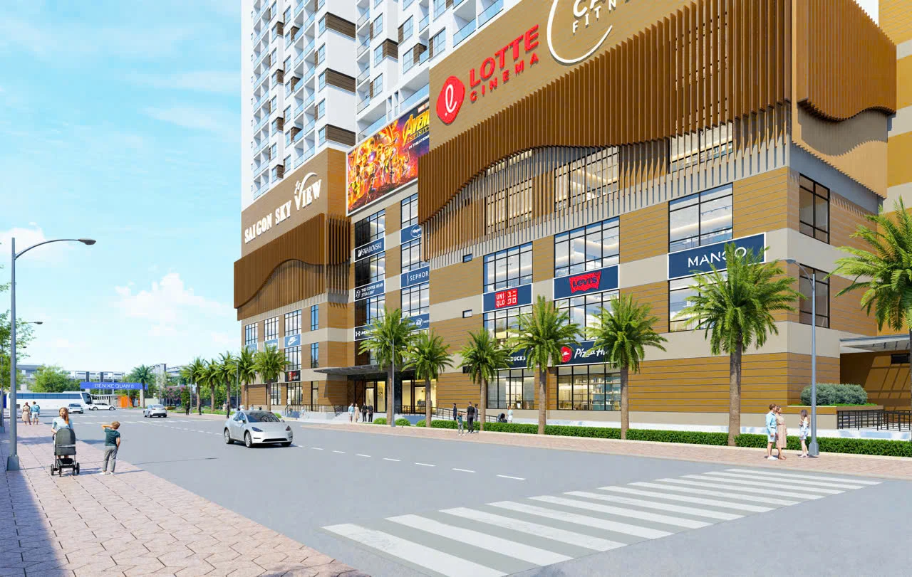 Phối cảnh khối đế thương mại Bình Đăng Plaza
