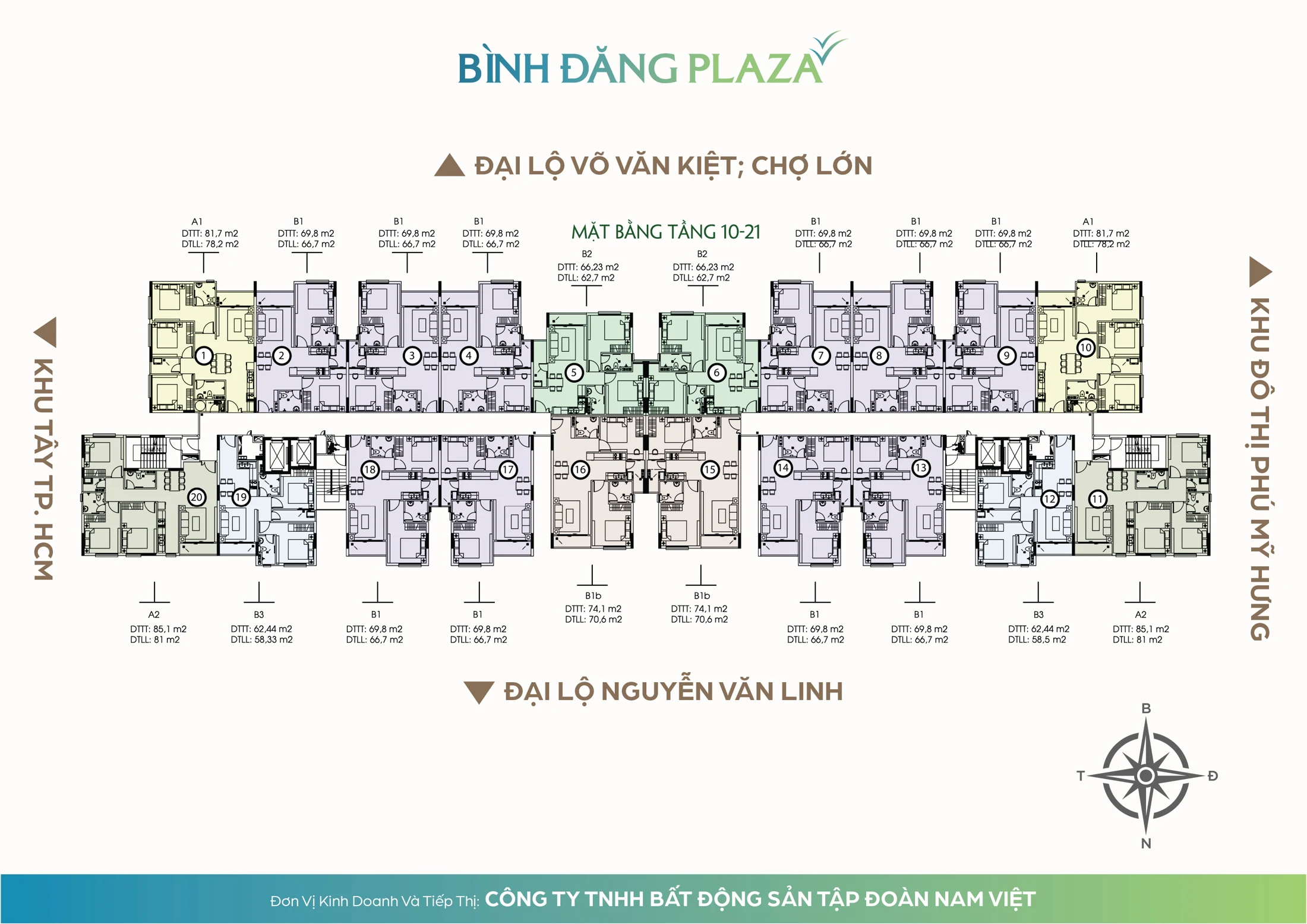 Mặt bằng tầng 10–21 Bình Đăng Plaza