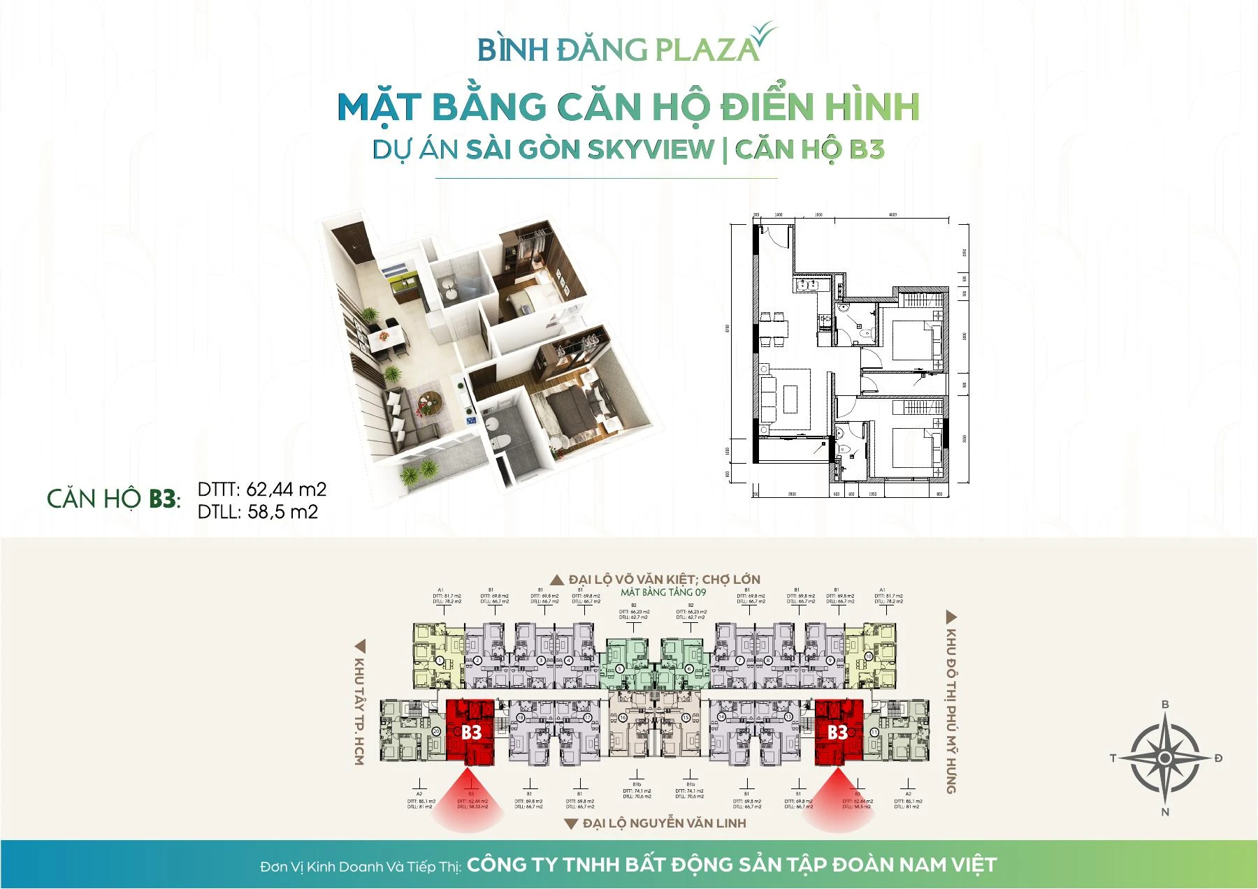 Bản vẽ và phối cảnh căn hộ B3